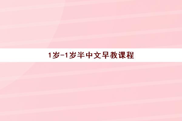 1岁-1岁半中文早教课程 1岁-1岁半中文早教课程