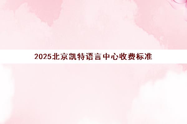 2025北京凯特语言中心收费标准 性价比高定制教学