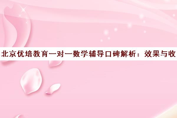 北京优培教育一对一数学辅导口碑解析 效果与收费详解