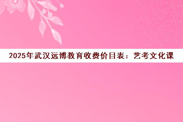 2025年武汉远博教育收费价目表 艺考文化课培训价格揭秘