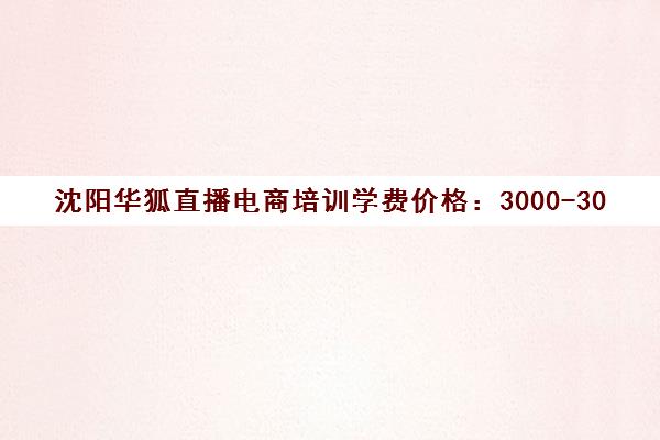 沈阳华狐直播电商培训学费价格 3000-30000元 性价比高