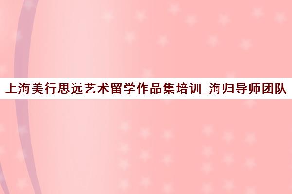上海美行思远艺术留学作品集培训_海归导师团队助力名校申请