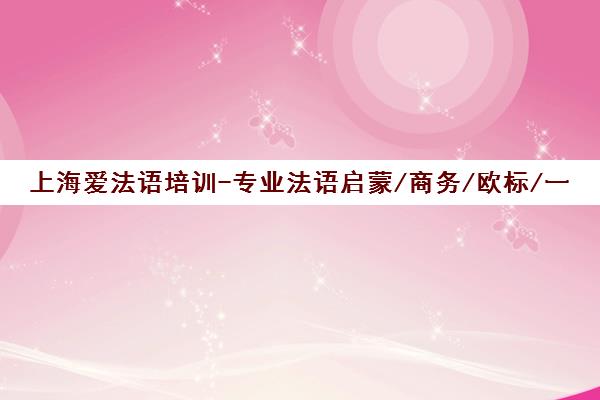 上海爱法语培训-专业法语启蒙/商务/欧标/一对一课程