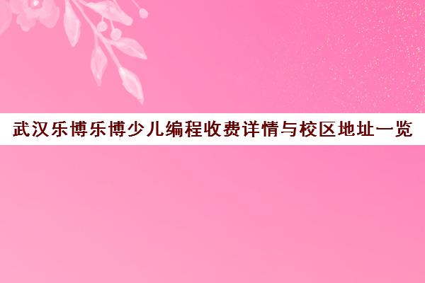 武汉乐博乐博少儿编程收费详情与校区地址一览 武汉乐博乐博少儿编程收费详情与校区地址一览