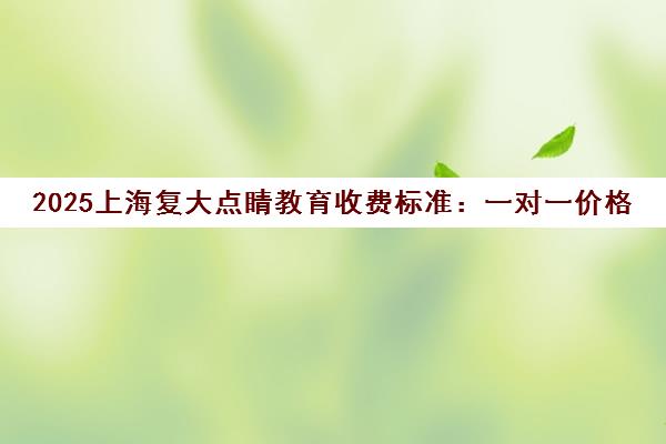 2025上海复大点睛教育收费标准 一对一价格及课程费用