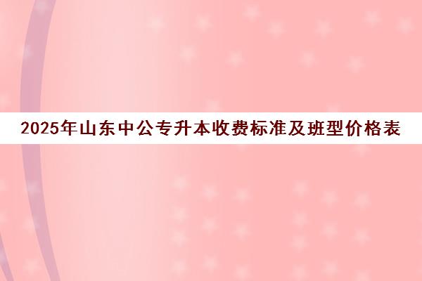 2025年山东中公专升本收费标准及班型价格表最新明细