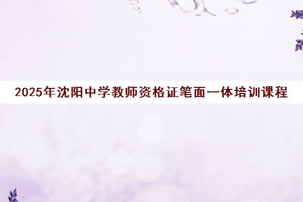 2025年沈阳中学教师资格证笔面一体培训课程-全程班 2025年沈阳中学教师资格证笔面一体培训课程-全程班