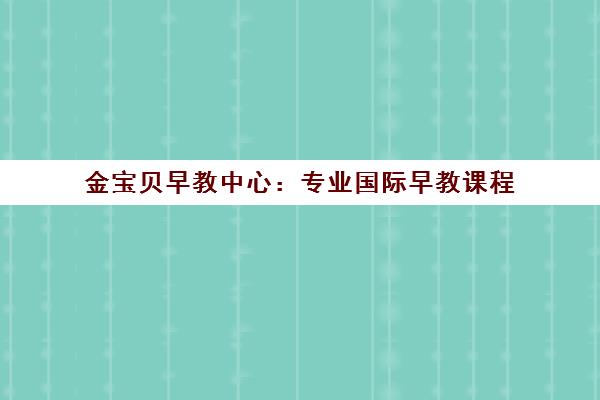 金宝贝早教中心 专业国际早教课程 专注幼儿亲子教育