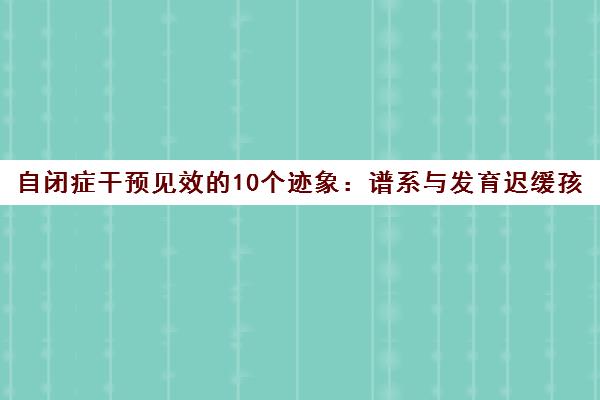 自闭症干预见效的10个迹象 谱系与发育迟缓孩子的进步信号