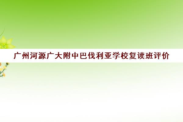 广州河源广大附中巴伐利亚学校复读班评价