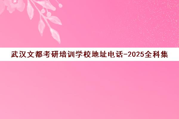 武汉文都考研培训学校地址电话-2025全科集训营费用