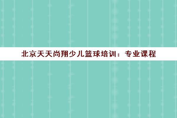 北京天天尚翔少儿篮球培训 专业课程 3-18岁分龄教学