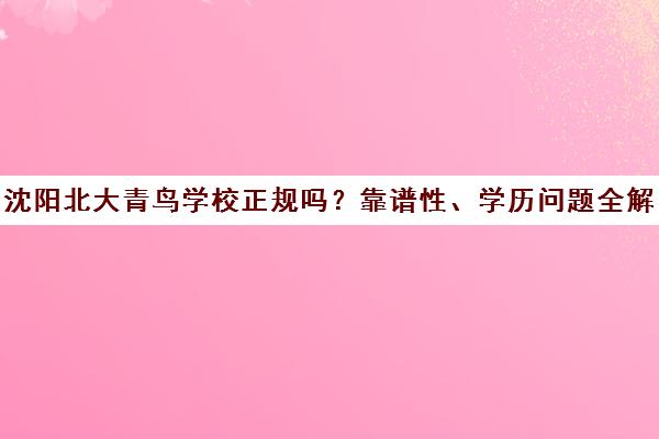 沈阳北大青鸟学校正规吗?靠谱性、学历问题全解析 沈阳北大青鸟学校正规吗?靠谱性、学历问题全解析
