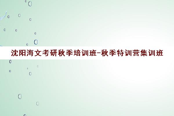沈阳海文考研秋季培训班-秋季特训营集训班
