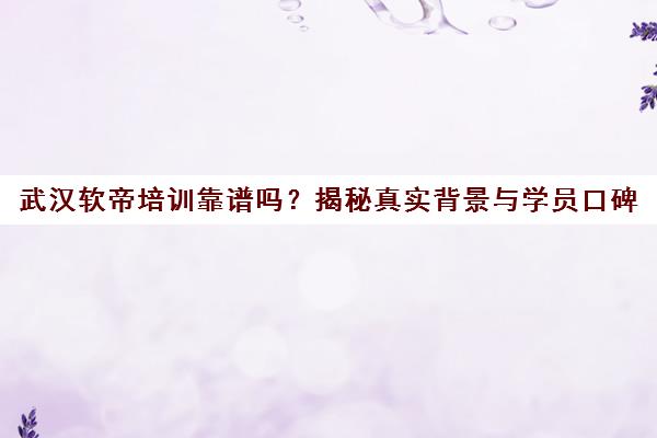 武汉软帝培训靠谱吗?揭秘真实背景与学员口碑 武汉软帝培训靠谱吗?揭秘真实背景与学员口碑