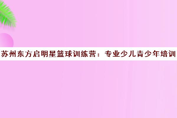 苏州东方启明星篮球训练营 专业少儿青少年培训 中考体育加分