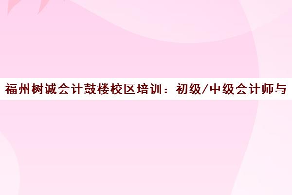 福州树诚会计鼓楼校区培训 初级/中级会计师与会计实操培训