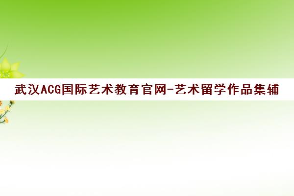 武汉ACG国际艺术教育官网-艺术留学作品集辅导_美术留学申请