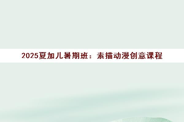 2025夏加儿暑期班：素描动漫创意课程
