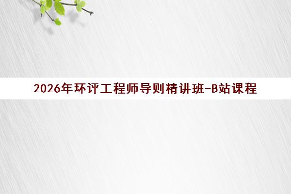 2026年环评工程师导则精讲班-B站课程 2026年环评工程师导则精讲班-B站课程