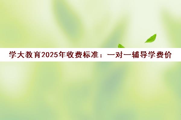 学大教育2025年收费标准 一对一辅导学费价格表[官网更新]