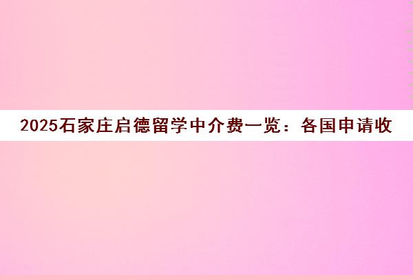 2025石家庄启德留学中介费一览 各国申请收费标准全攻略