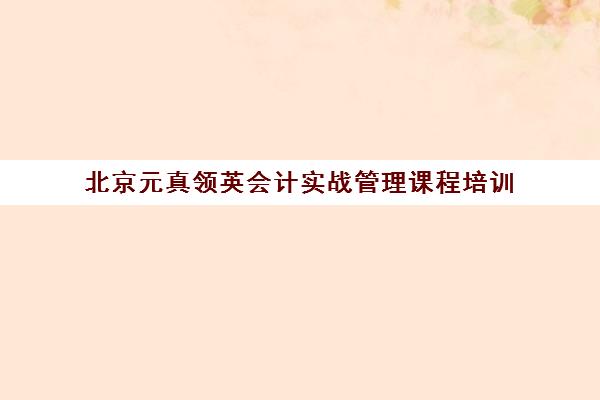 北京元真领英会计实战管理课程培训