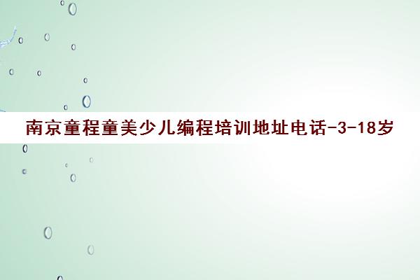 南京童程童美少儿编程培训地址电话-3-18岁青少儿AI人工智能编程课程