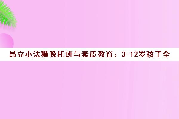 昂立小法狮晚托班与素质教育 3-12岁孩子全面成长解决方案 昂立小法狮晚托班与素质教育 3-12岁孩子全面成长解决方案