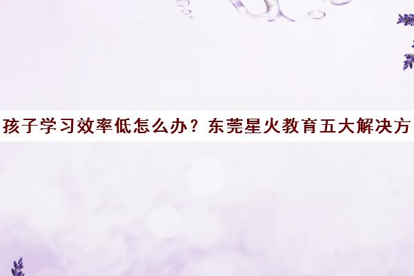 孩子学习效率低怎么办?东莞星火教育五大解决方法 孩子学习效率低怎么办?东莞星火教育五大解决方法