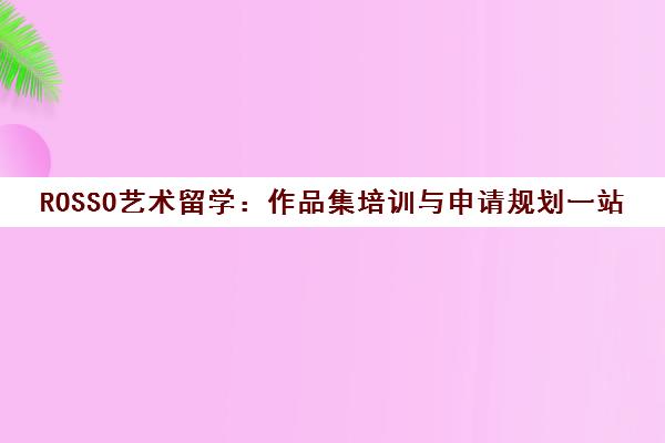 ROSSO艺术留学 作品集培训与申请规划一站式服务 助力名校录取