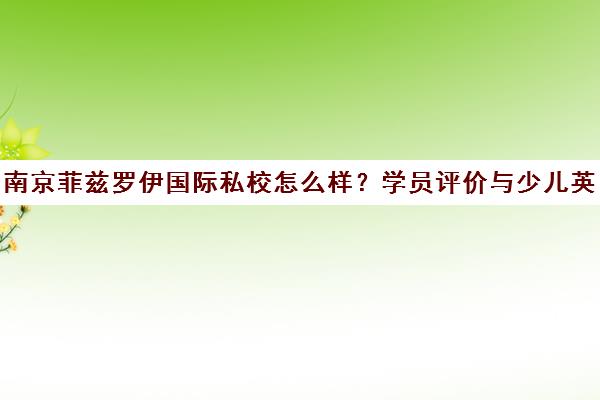 南京菲兹罗伊国际私校怎么样？学员评价与少儿英语课程详情
