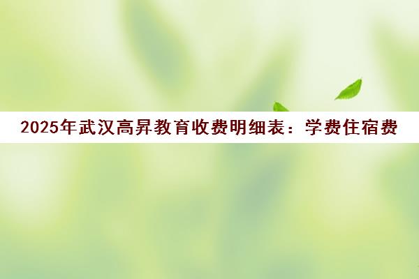 2025年武汉高昇教育收费明细表 学费住宿费全解析