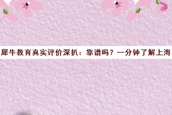 犀牛教育真实评价深扒 靠谱吗?一分钟了解上海犀牛留学 犀牛教育真实评价深扒 靠谱吗?一分钟了解上海犀牛留学