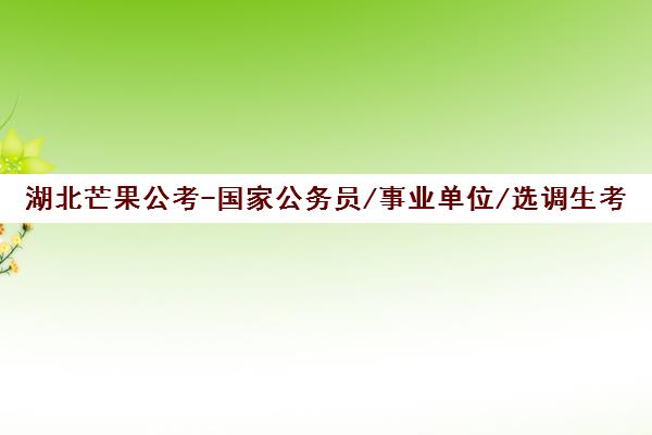 湖北芒果公考-国家公务员/事业单位/选调生考试培训面试辅导