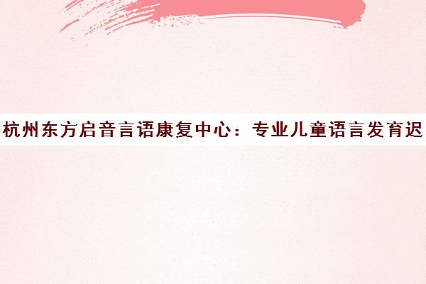 杭州东方启音言语康复中心 专业儿童语言发育迟缓康复与自闭症干预机构