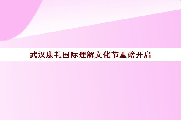 武汉康礼国际理解文化节重磅开启 多元文化交流引领教育新风尚