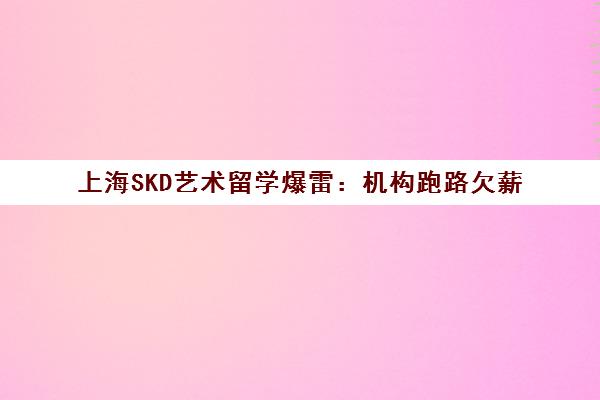 上海SKD艺术留学爆雷 机构跑路欠薪 学员退费无门