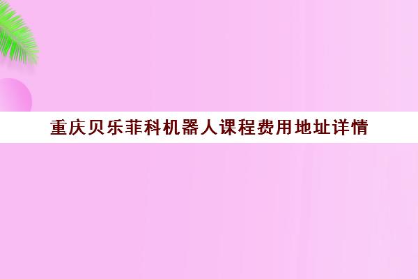 重庆贝乐菲科机器人课程费用地址详情 重庆贝乐菲科机器人课程费用地址详情