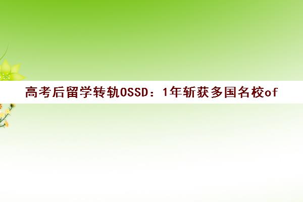 高考后留学转轨OSSD 1年斩获多国名校offer 圆梦世界百强大学