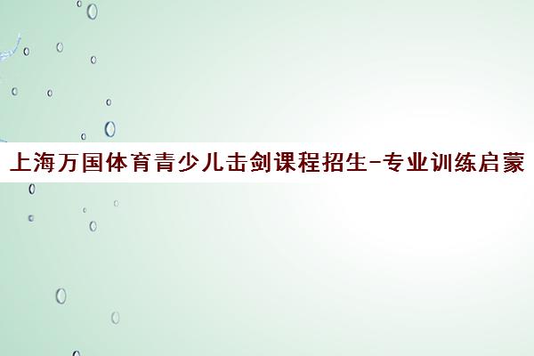 上海万国体育青少儿击剑课程招生-专业训练启蒙 上海万国体育青少儿击剑课程招生-专业训练启蒙