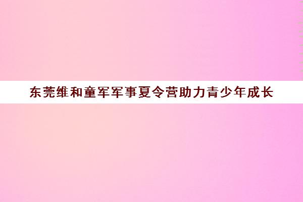 东莞维和童军军事夏令营助力青少年成长