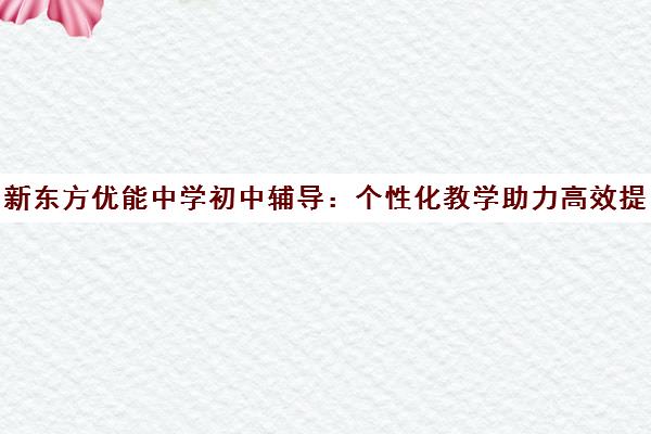 新东方优能中学初中辅导 个性化教学助力高效提分