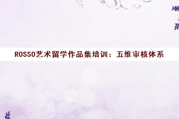 ROSSO艺术留学作品集培训 五维审核体系 海归导师多对一指导