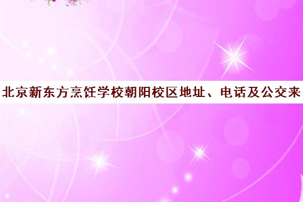 北京新东方烹饪学校朝阳校区地址、电话及公交来校路线指南