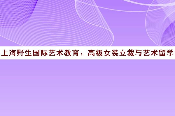上海野生国际艺术教育 高级女装立裁与艺术留学作品集培训 上海野生国际艺术教育 高级女装立裁与艺术留学作品集培训