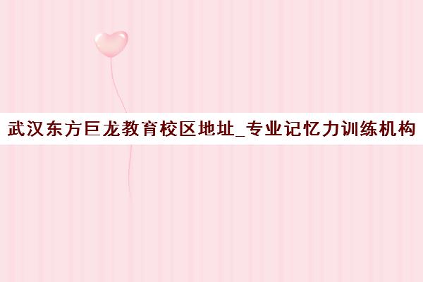 武汉东方巨龙教育校区地址_专业记忆力训练机构联系方式