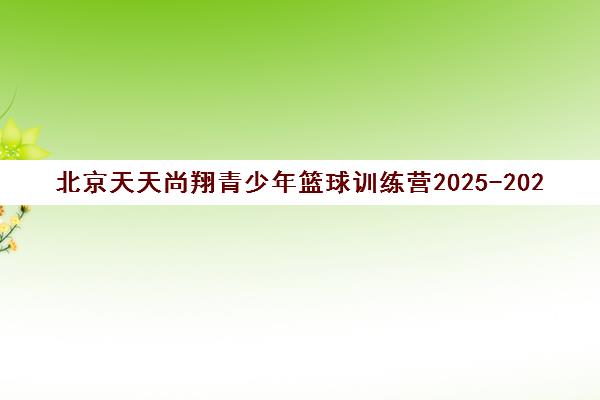 北京天天尚翔青少年篮球训练营2025-2026官方网上报名入口 北京天天尚翔青少年篮球训练营2025-2026官方网上报名入口