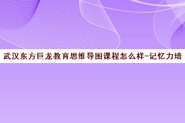 武汉东方巨龙教育思维导图课程怎么样-记忆力培训效果及学员评价