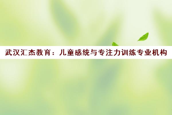 武汉汇杰教育 儿童感统与专注力训练专业机构